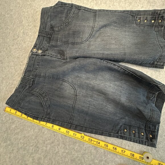 ONE5ONE Bermuda Shorts Women Sz 10 Medium Wash Denim Stretch 2-Button Waist - Picture 5 of 14